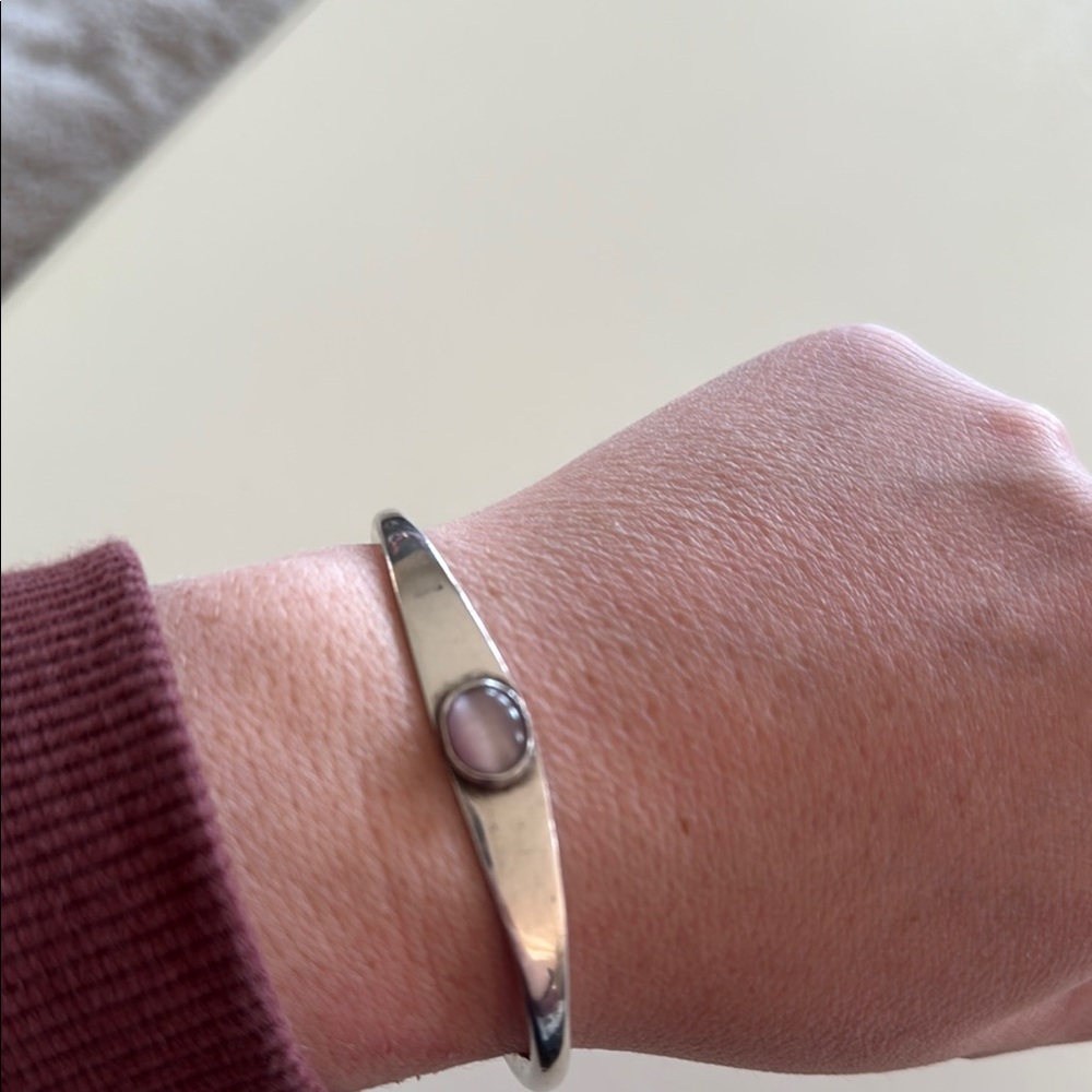 Sterling Silver Bracelet with Pink Stone